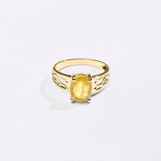 Unisex Design of Pukhraj in 18K Gold Myra Gems