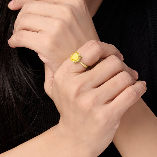 18K Gold Pukhraj Gemstone Ring from Myra Gems