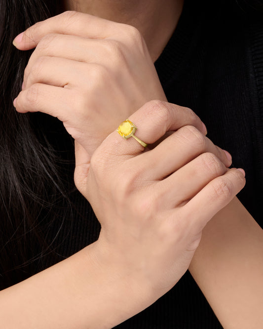 18K Gold Pukhraj Gemstone Ring from Myra Gems