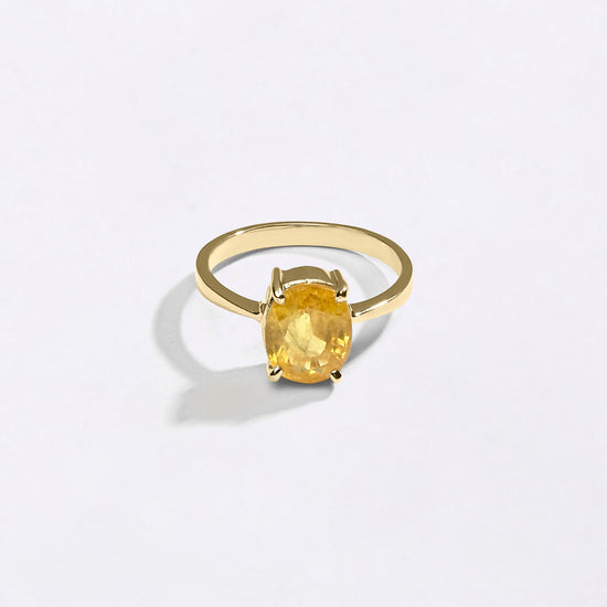 18K Gold Pukhraj Gemstone Ring from Myra Gems