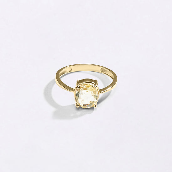 Minimal Design Pukhraj Ring in 18K Gold from Myra Gems