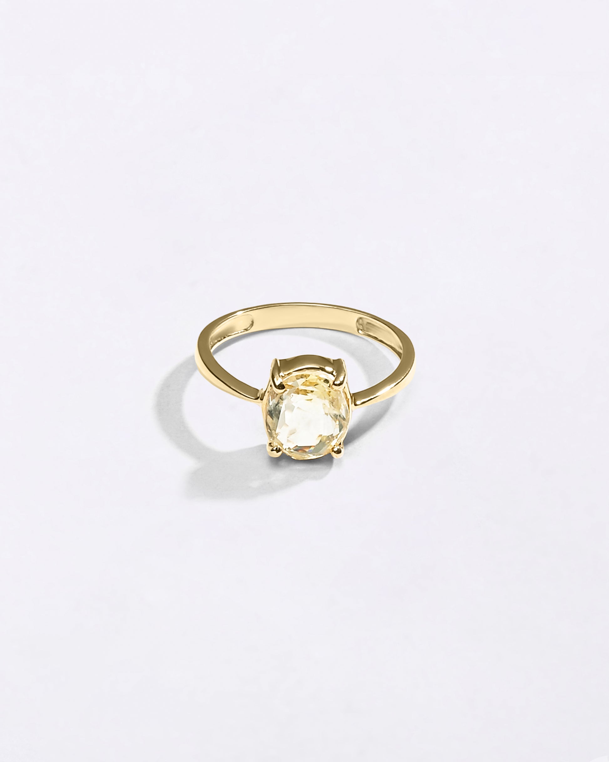 Minimal Design Pukhraj Ring in 18K Gold from Myra Gems