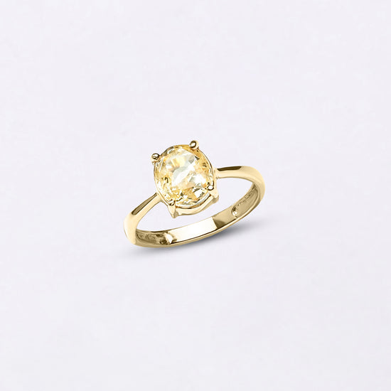 Minimal Design Pukhraj Ring in 18K Gold from Myra Gems