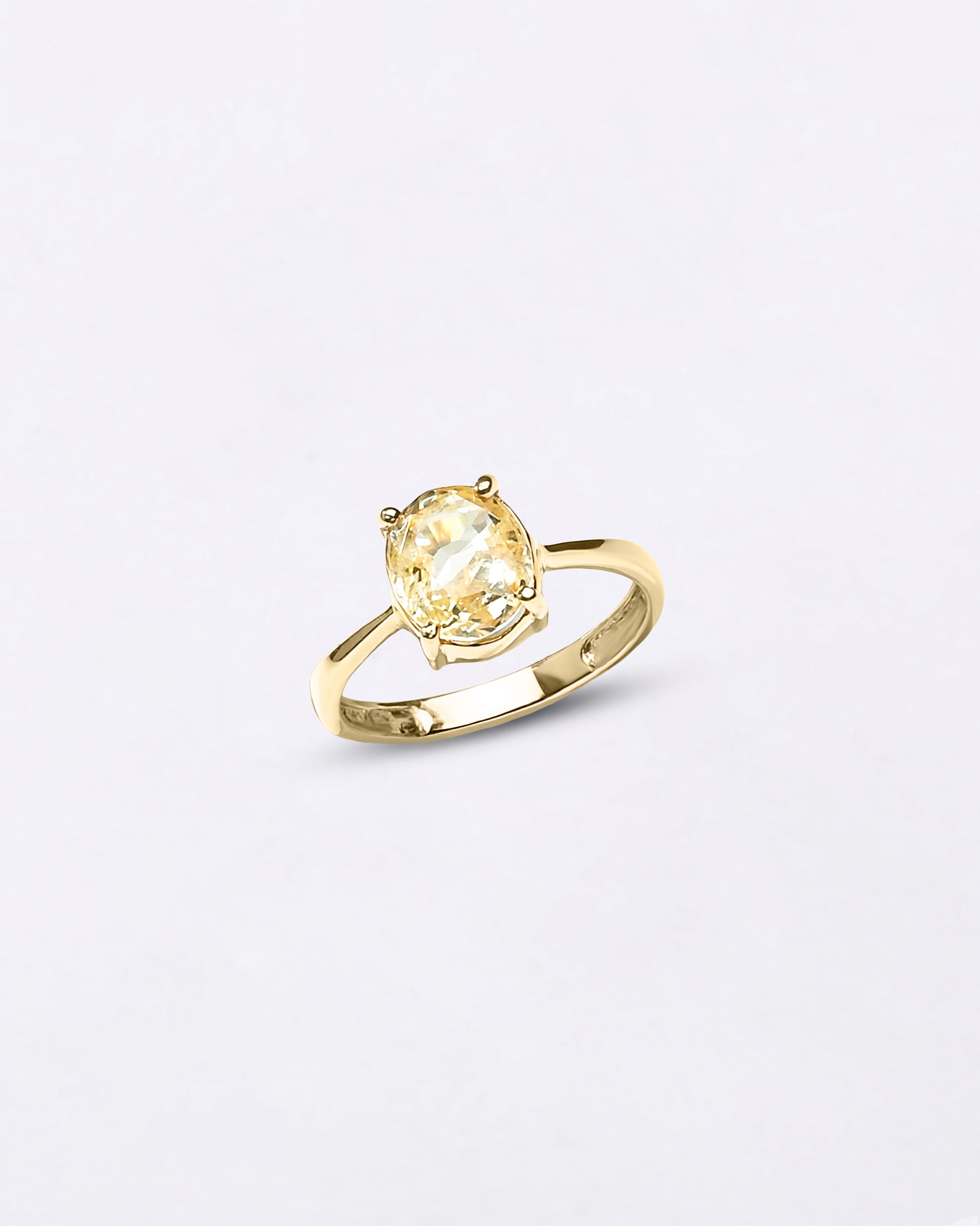 Minimal Design Pukhraj Ring in 18K Gold from Myra Gems