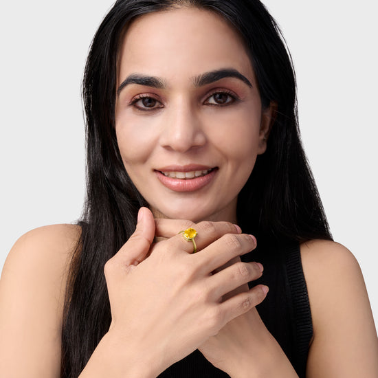 18K Gold Pukhraj Gemstone Ring from Myra Gems