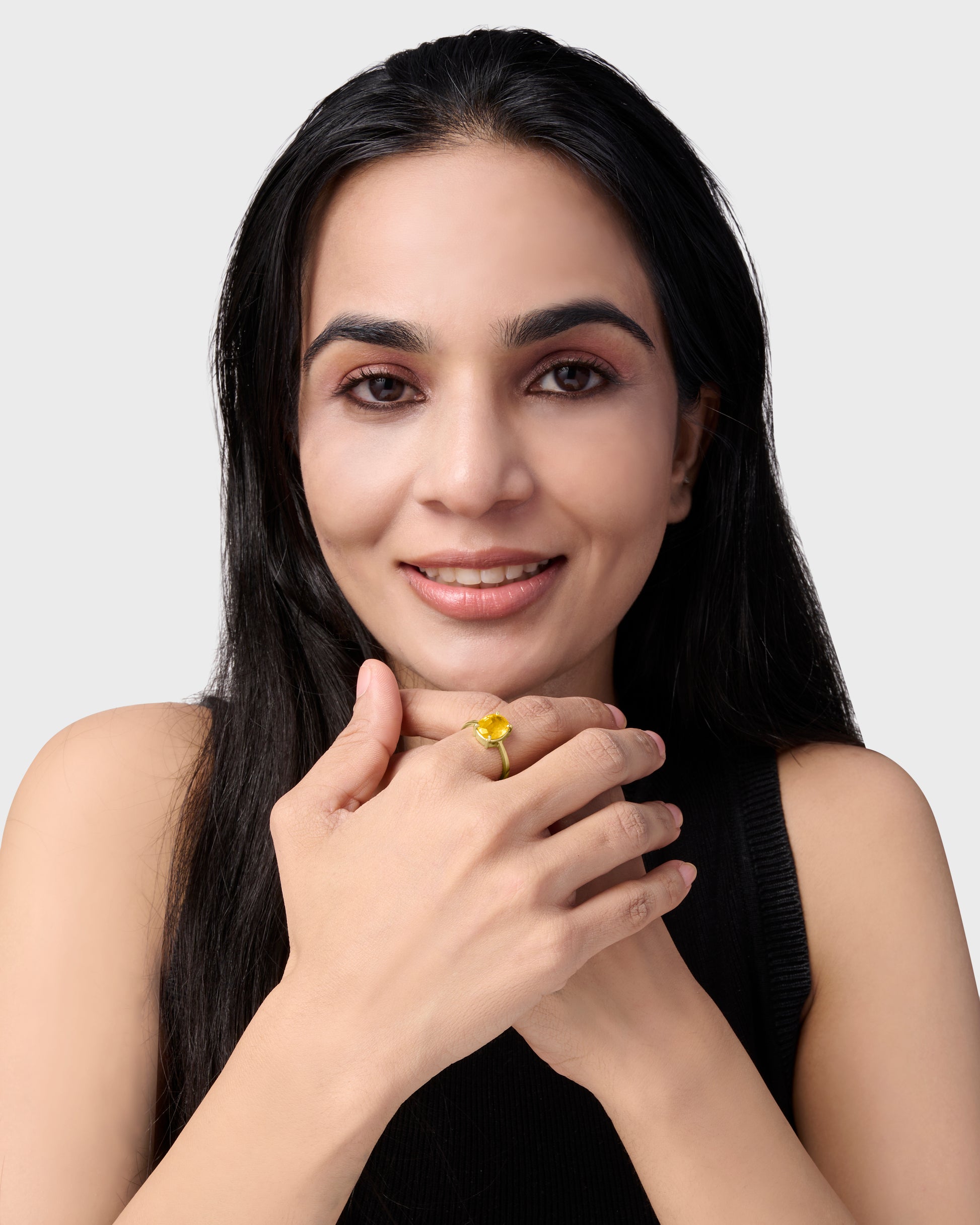 18K Gold Pukhraj Gemstone Ring from Myra Gems