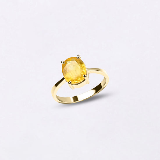 18K Gold Pukhraj Gemstone Ring from Myra Gems