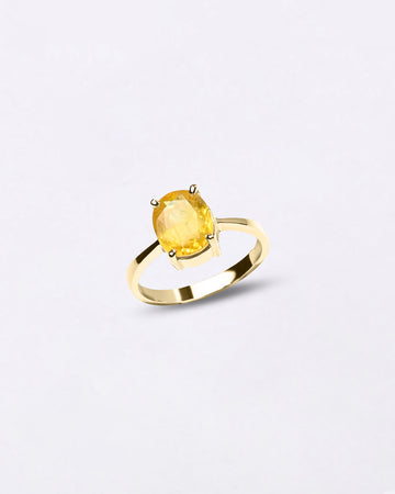 18K Gold Pukhraj Gemstone Ring from Myra Gems