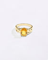 Swastik Yellow Sapphire Ring In 18K Gold from Myra Gems