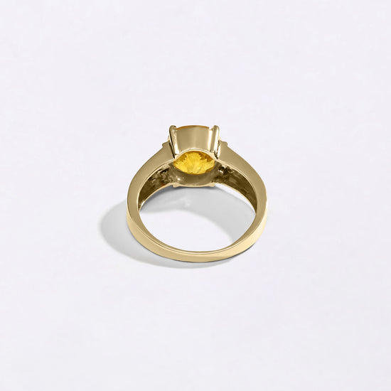 Cushion Cut Pukhraj Ring in 18K Gold from Myra Gems