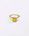 Cushion Cut Pukhraj Ring in 18K Gold from Myra Gems