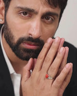 Prestine Red Coral (Moonga) Ring in 925 Sterling Silver - Delta Tr