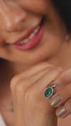 Modern Emerald (Panna) Ring in 925 Sterling Silver - Shakti