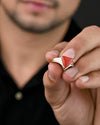 Prestine Coral (Moonga) Ring in Gold - Triangular Delta