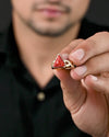 Celestial Coral (Moonga) Ring in Gold - Triangular Ganesh Delta