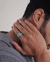 Unique Turquoise (Firoza) Ring in 925 Sterling Silver - Shakti