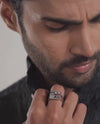 Statement Navratna (Navgrah) Ring in 925 Sterling Silver