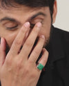 Statement Emerald (Panna) Ring in 925 Sterling Silver - Urja Sq