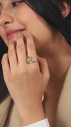 Radiant Yellow Sapphire (Pukhraj) Ring in 925 Sterling Silver - Shakti