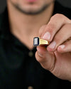 Statement Blue Sapphire (Neelam) Ring in Gold - Rectangular Nexa