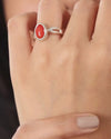 Grace Coral (Moonga) Ring in 925 Sterling Silver - Shakti